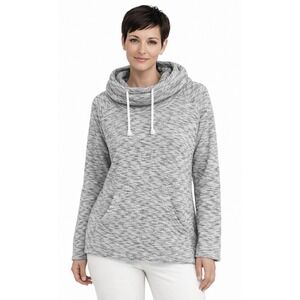 Black Jack Cowl Neck Hoodie Women Large Gray Space Dye Marled Pullover Excellent